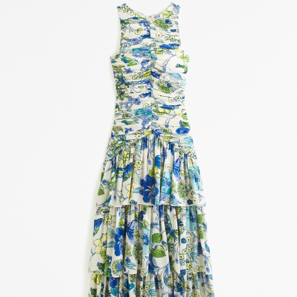 Abercrombie high neck tiered maxi dress